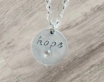 Hope Necklace, Motivational Necklace, Silver Hope Necklace, Engrave Silver Necklace