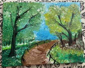 Country Road Through The Trees - Acrylic Painting - Wood-framed Canvas Painting