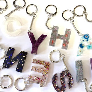 Resin Initial Keychains, Initial Keychain, Resin Keychain, Name Keychain, Custom Resin Keychain