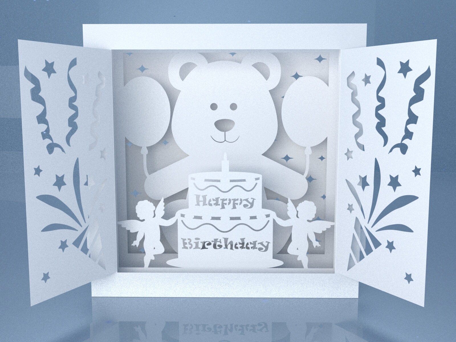 Happy Birthday Card Pop Up Card Template 3d Birthday Card Etsy