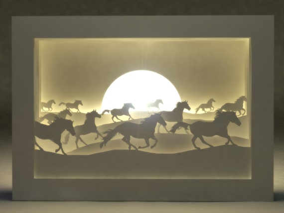 Download 3d Shadow Box Svg Horses Paper Cut Template Light Box Cut Etsy