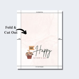 Printable Happy Fathers Day Card and Envelope Template. Cupcake ...