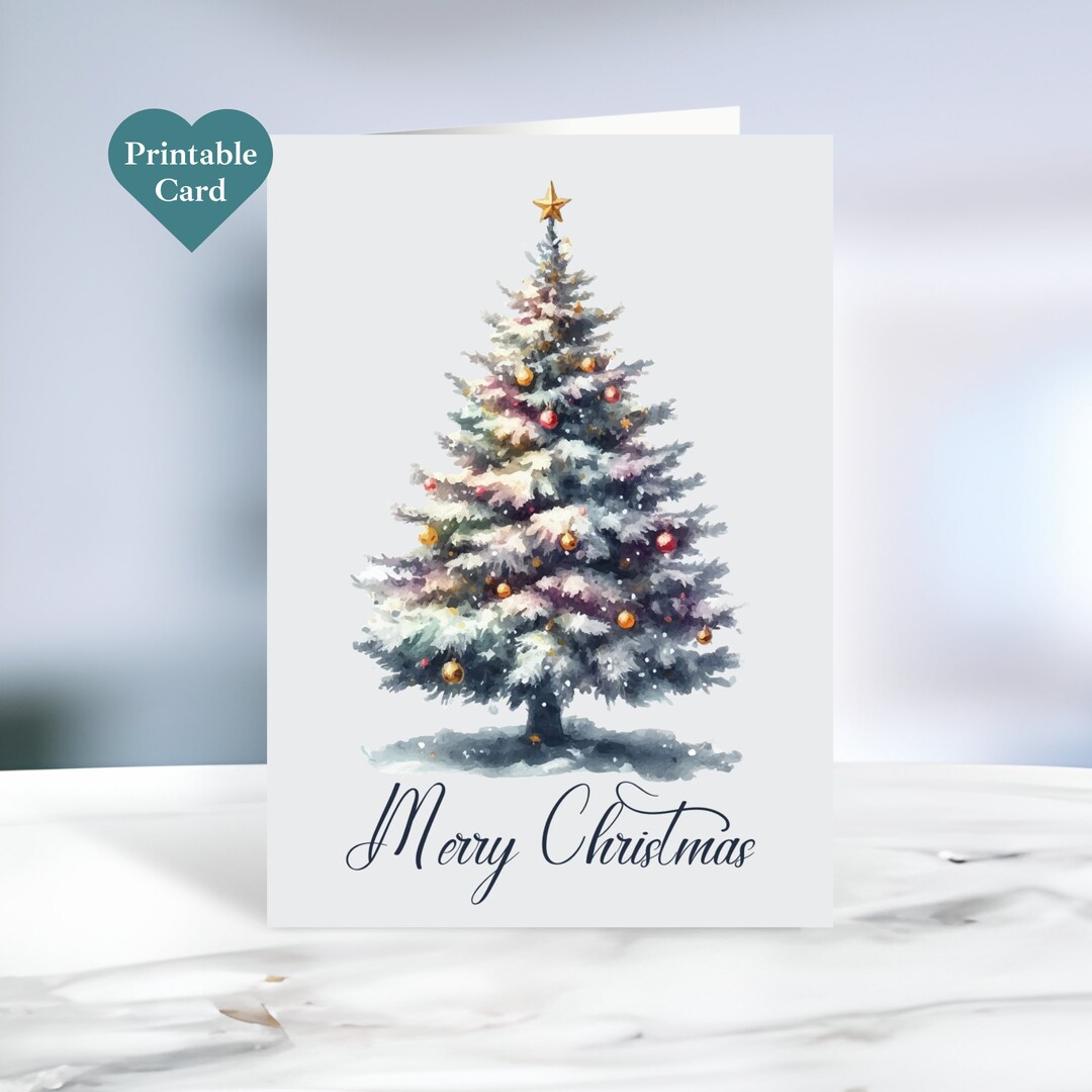 Christmas Tree Card. Printable Christmas Card. 5x7 Inch. Etsy