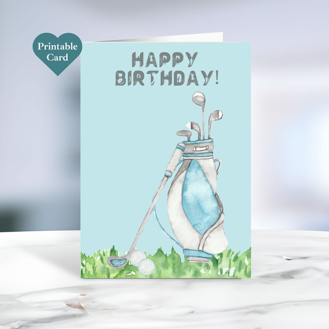 Printable Birthday Card. Card for Golfer. Golf Clubs. Envelope Template ...