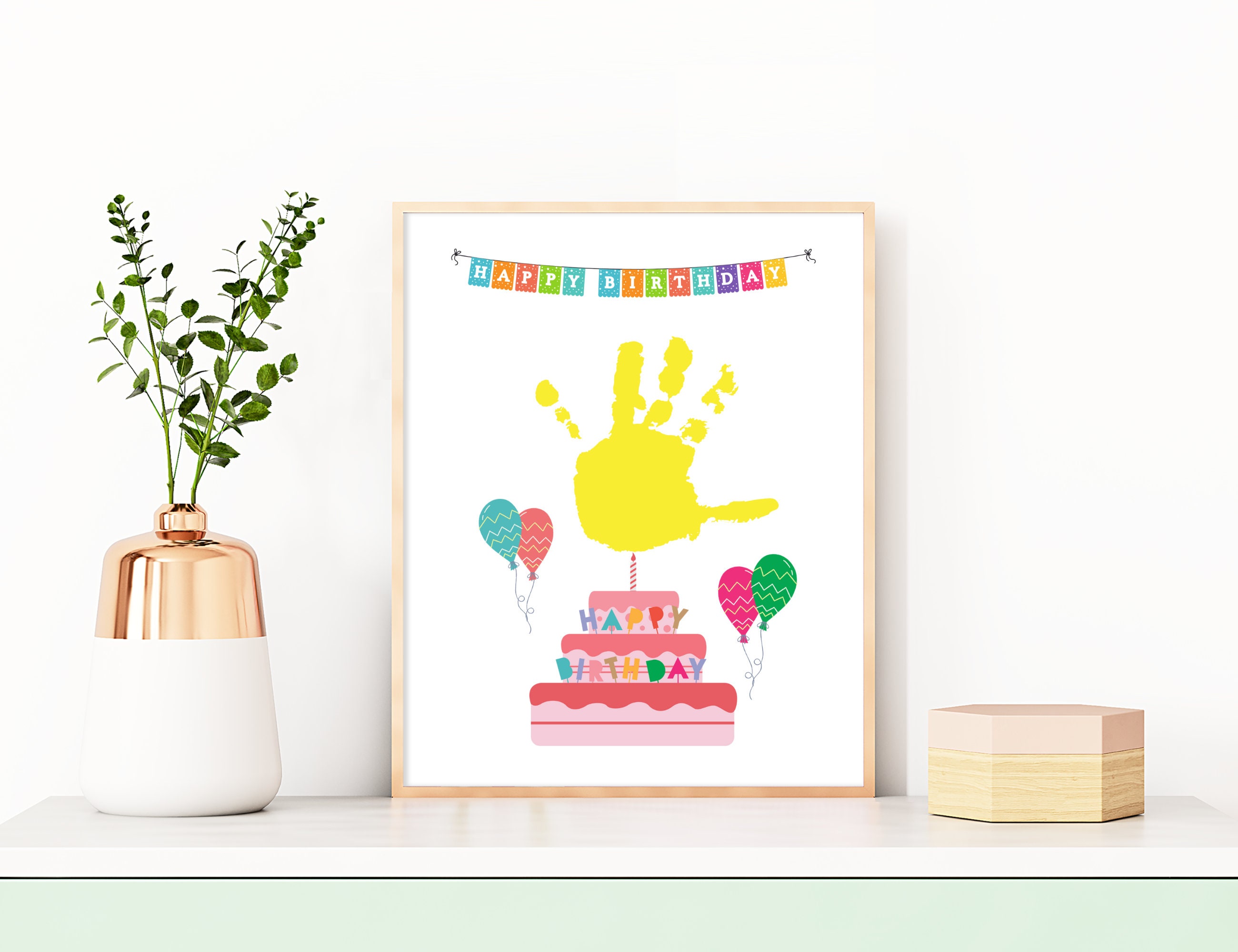 Happy Birthday, Printable Handprint Art. Instant Download. US Letter