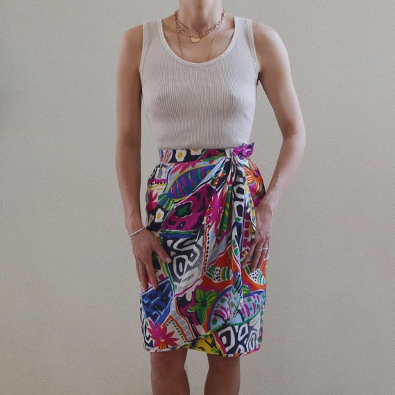 Escada vintage 80s silk wrap dress