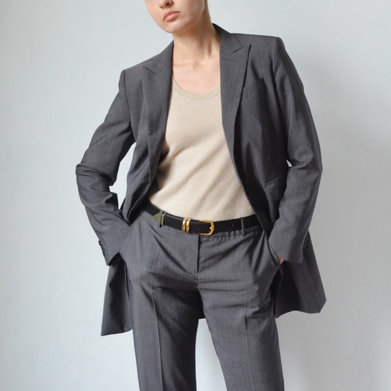 Max Mara gray woolen suit blazer pants