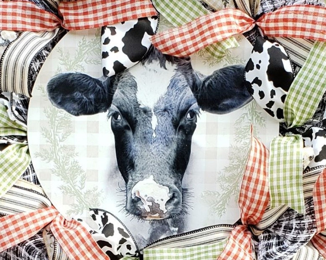 Cow Wreath Farmhouse Wreath Etsy