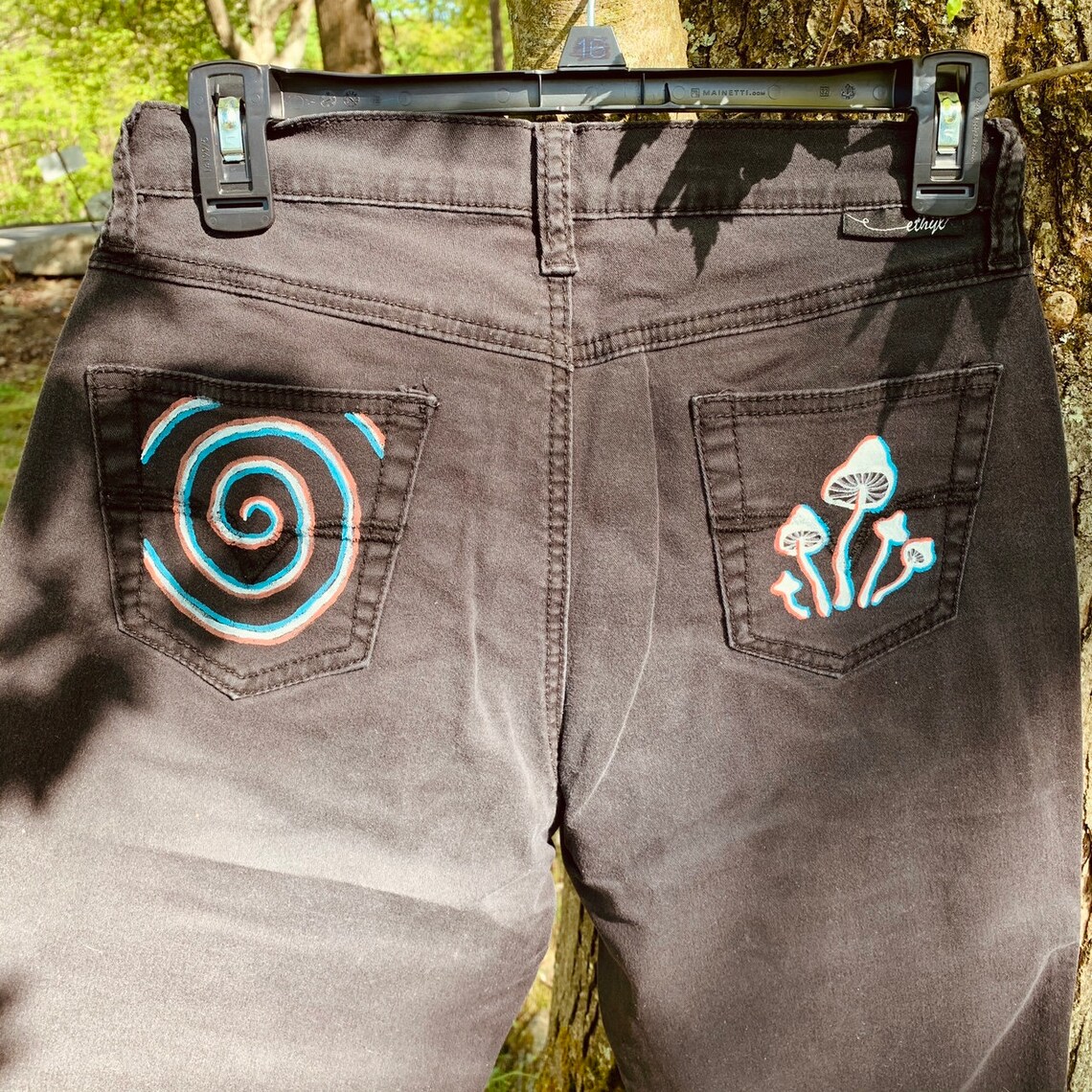 Trippy Mushroom Painted Jeans | Etsy