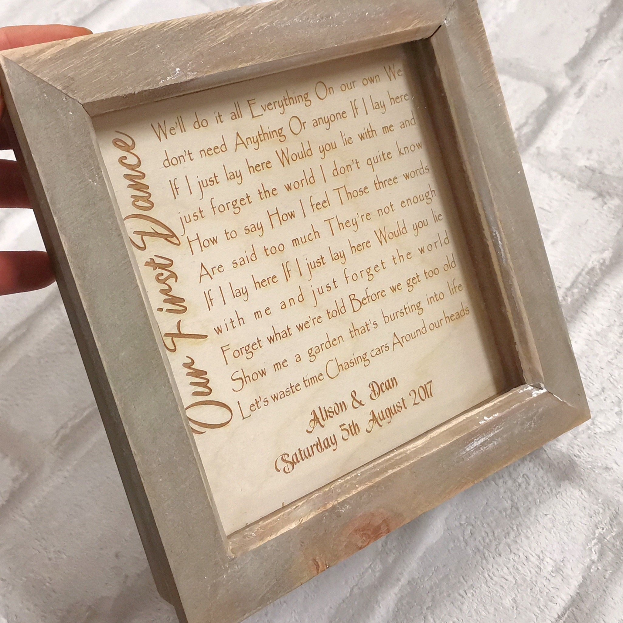 Song Lyrics Personalised Frame Music Gift / Engraved Favourite Etsy UK
