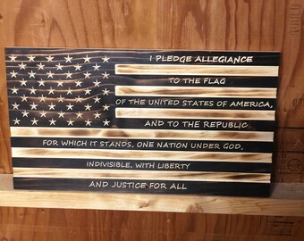 Wood Flag with Pledge of Allegiance, Personalized Flag, Rustic Flag, Pledge Flag, American Flag, Wood Flag, Wooden Flag, Patriotic Flag