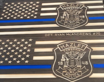 Blue Line Flag, Personalized Flag, Rustic Flag, Police Flag, American Flag, Wood Flag, Wooden Flag, Law Enforcement Flag