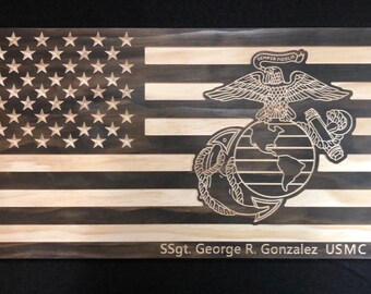 Personalized USMC Flag, Rustic Flag, Marine Flag, Military Flag, American Flag, Wood Flag, Wooden Flag, Veteran Flag, Wood Marine Flag,