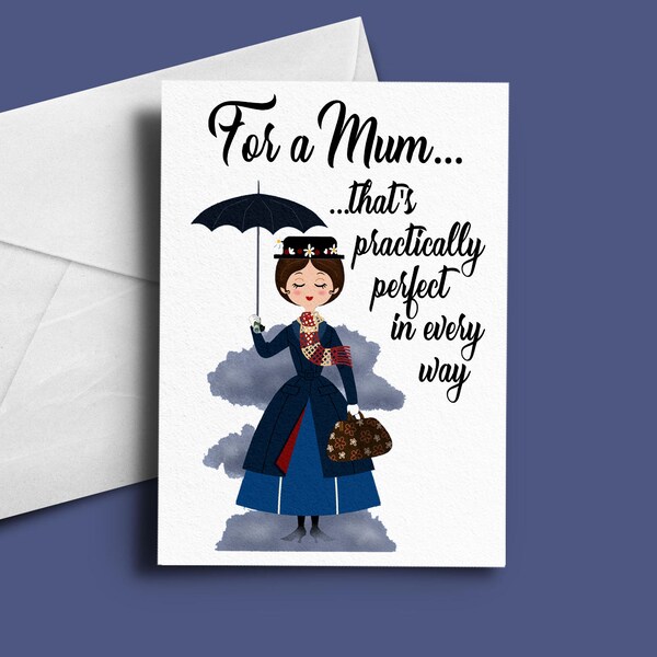 Mothers Day Card - Practically Perfect - Mother's Day Card - Cute Mothers Day Card - Mary Mothers Day Card