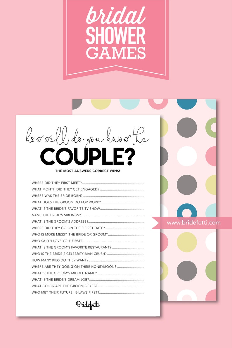 Bridal Shower Concerns For Bride And Groom graphic regarding Free Printable Bridal Shower Games How Well Do You Know the Bride named Bridal Shower Inquiries For Bride And Groom