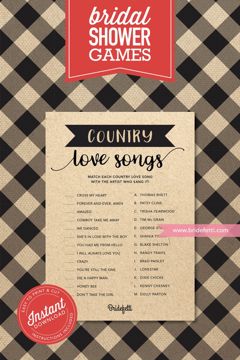 Country Love Songs Bridal Shower Game, INSTANT DOWNLOAD, Country Love Songs Wedding Shower Game, Printable Boho Bridal Game, BRF302-45 image 6