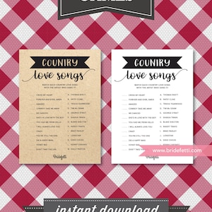 Country Love Songs Bridal Shower Game, INSTANT DOWNLOAD, Country Love Songs Wedding Shower Game, Printable Boho Bridal Game, BRF302-45 画像 3