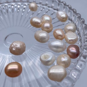 X2 Genuine Natural Freshwater Pearls Ivory Jewellery Making Loose Crafting 7x9mm 5x7mm NO HOLES
