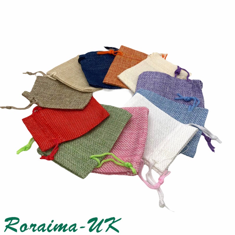 12 Mix Jute Bags Linen Sack Drawstring Gift Wedding Jewellery Pouch Packaging
