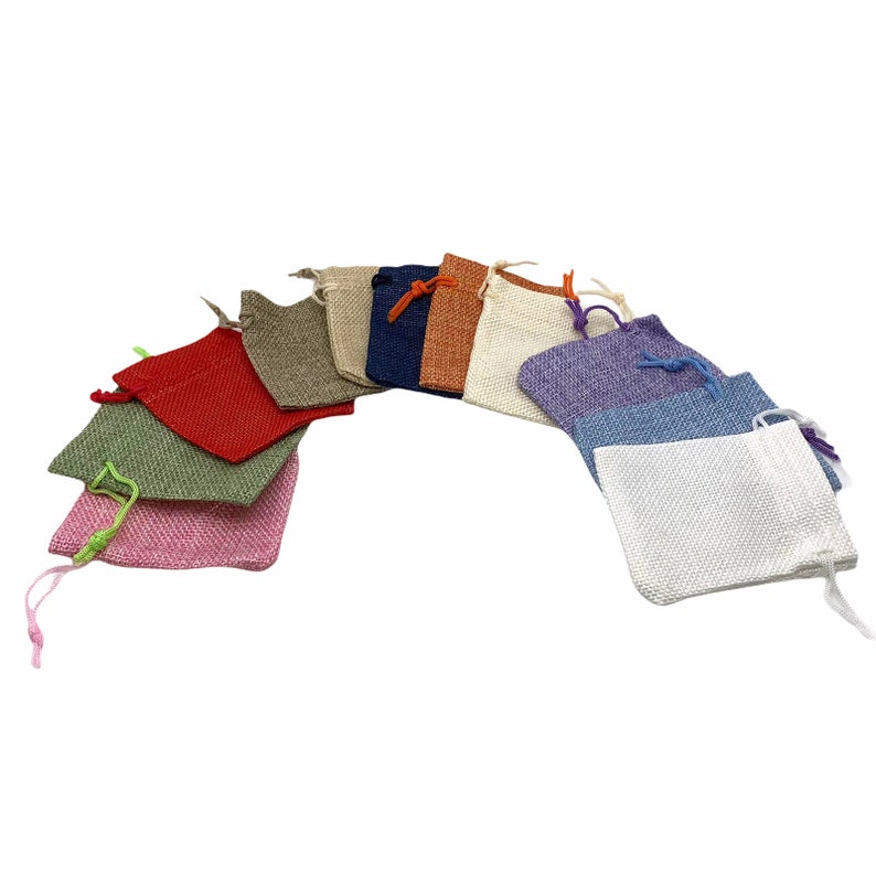 12 Mix Jute Bags Linen Sack Drawstring Gift Wedding Jewellery Pouch Packaging