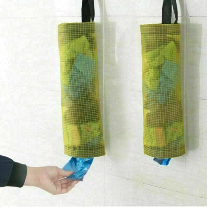 Plastic Carrier Grocery Bag Holder Dispenser Printed & Handmade in the UK Extra Large Lime Polka Dots Designed 