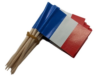 50 pièces France Cure-dents MINI Drapeaux Bâtonnets de papier Party Cocktail Traiteur Pays