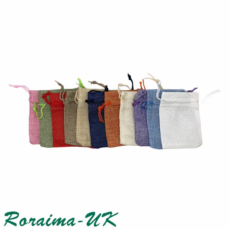 12 Mix Jute Bags Linen Sack Drawstring Gift Wedding Jewellery Pouch Packaging