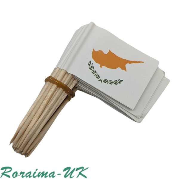 50 pieces Cyprus Toothpicks MINI Flags Paper Sticks Party Cocktail Catering Countries