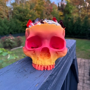 Skull candy bowl. Halloween Decor-Trick or Treat.