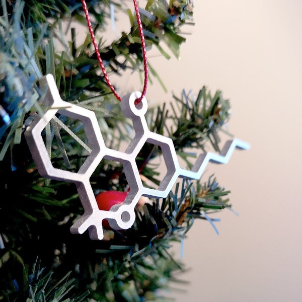 Ornement de Noël de molécule de THC – Ornement de Noël unique - Art en métal découpé au laser