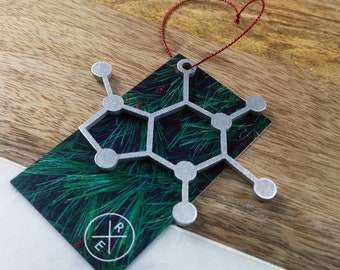 Coffee Molecule Christmas Ornament – Unique Christmas Ornament - Laser Cut Metal Art