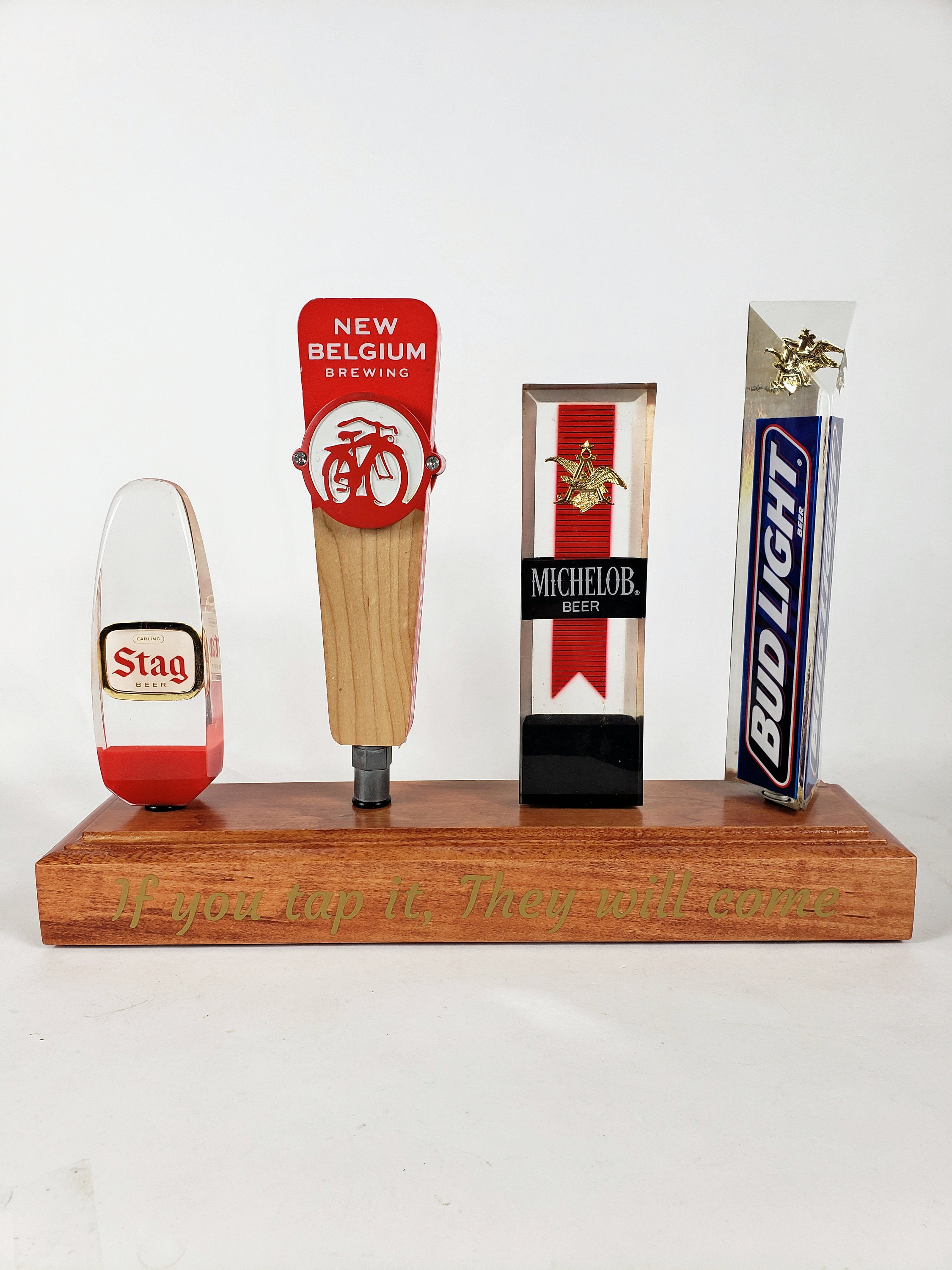 Solid Cedar Wood 4 Beer Tap Handle Display Stand Base Holder Etsy