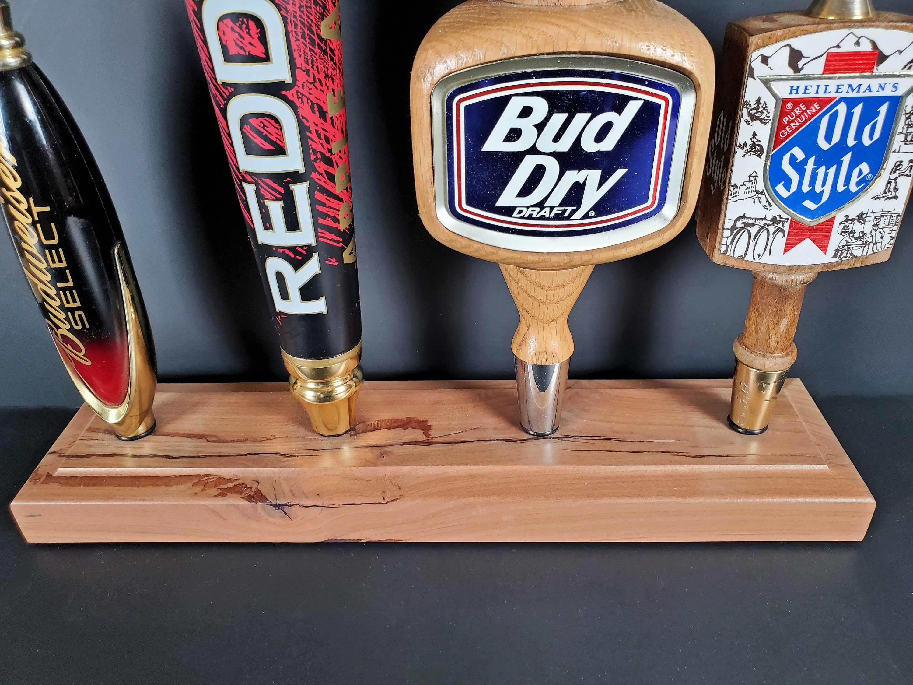 Handcrafted Solid Cherry 4 beer tap handle display stand base Etsy