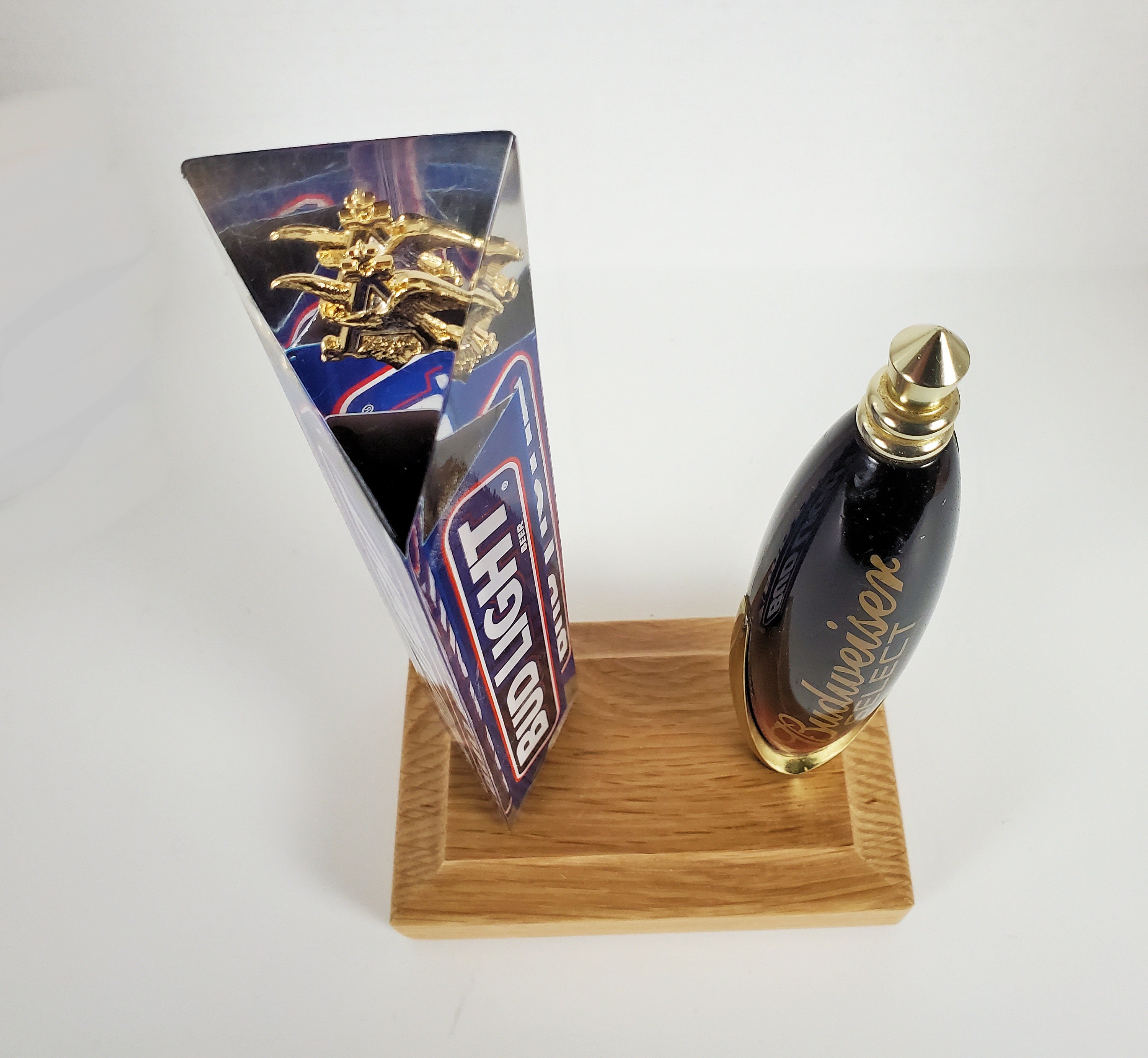 Solid White Oak Wood 2 Beer Tap Handle Display Stand Base Etsy