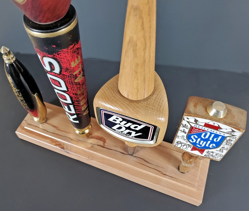Handcrafted Solid Cherry 4 beer tap handle display stand base Etsy