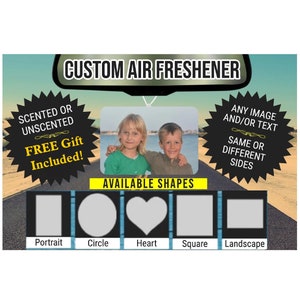 Custom Fresheners Double Sided - Choice of One Image (Both Sides) or Two Images (One on Each Side)