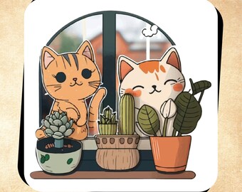 Plant Cats Magnet - Feline Plant Lovers Gift