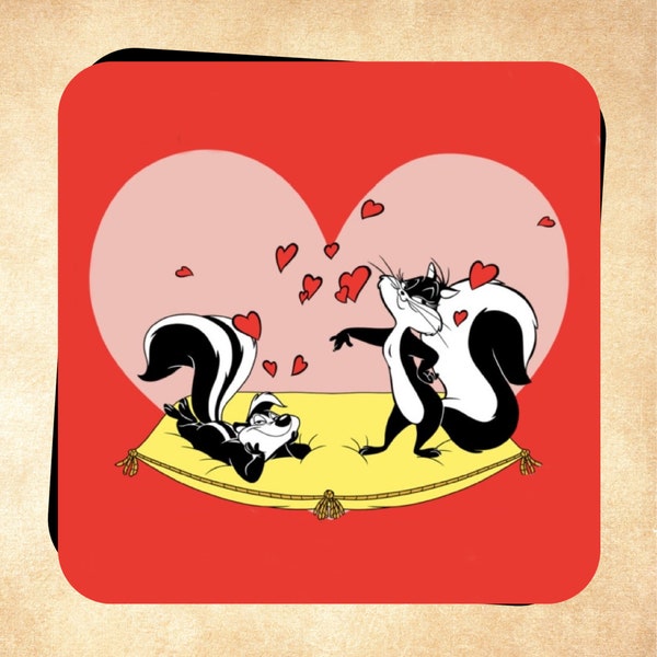 Pepe le Pew and Penelope in Love Heart Magnet