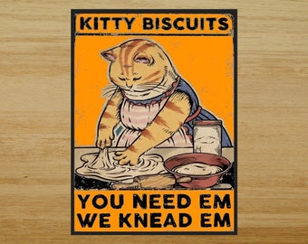 Retro Kittzy Biscuits We Knead Em You Need Em Png Sublimated PrintingINSTANT DOWNLOAD PNG PrintableDigital Print Design Cat Gift
