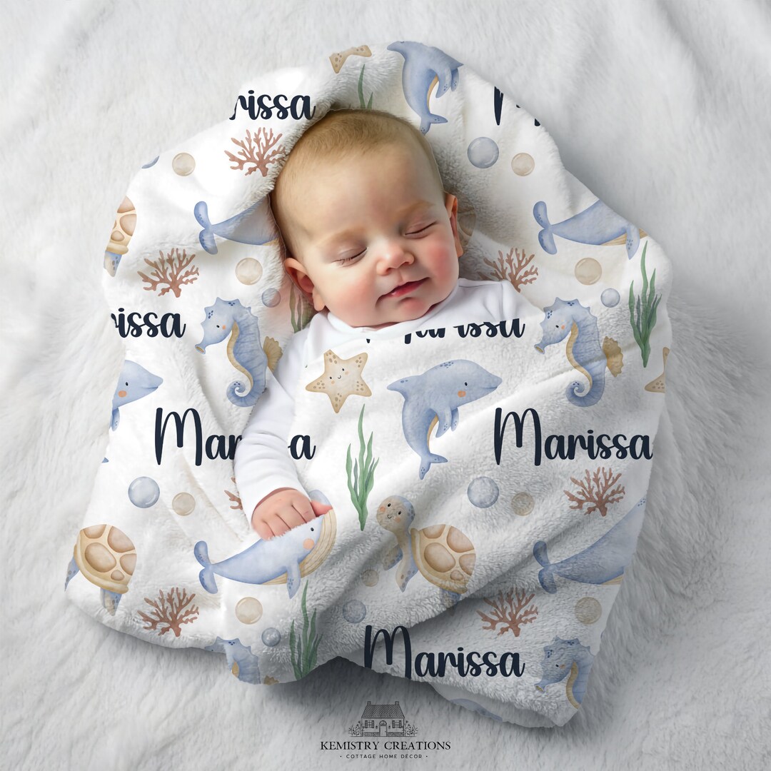 Personalized Under the Sea Blanket Baby Boy Hospital Coming Home Outfit ...