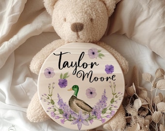 Letrero de nacimiento de pato real / Placa con nombre para guardería estilo cottagecore / Regalo de anuncio de bebé estilo bosque / Accesorio fotográfico de caza para recién nacidos para papá primerizo