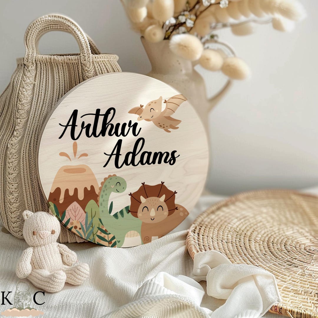 Dinosaur Birth Stat Sign Personalized Birth Announcement Plaque Birth ...