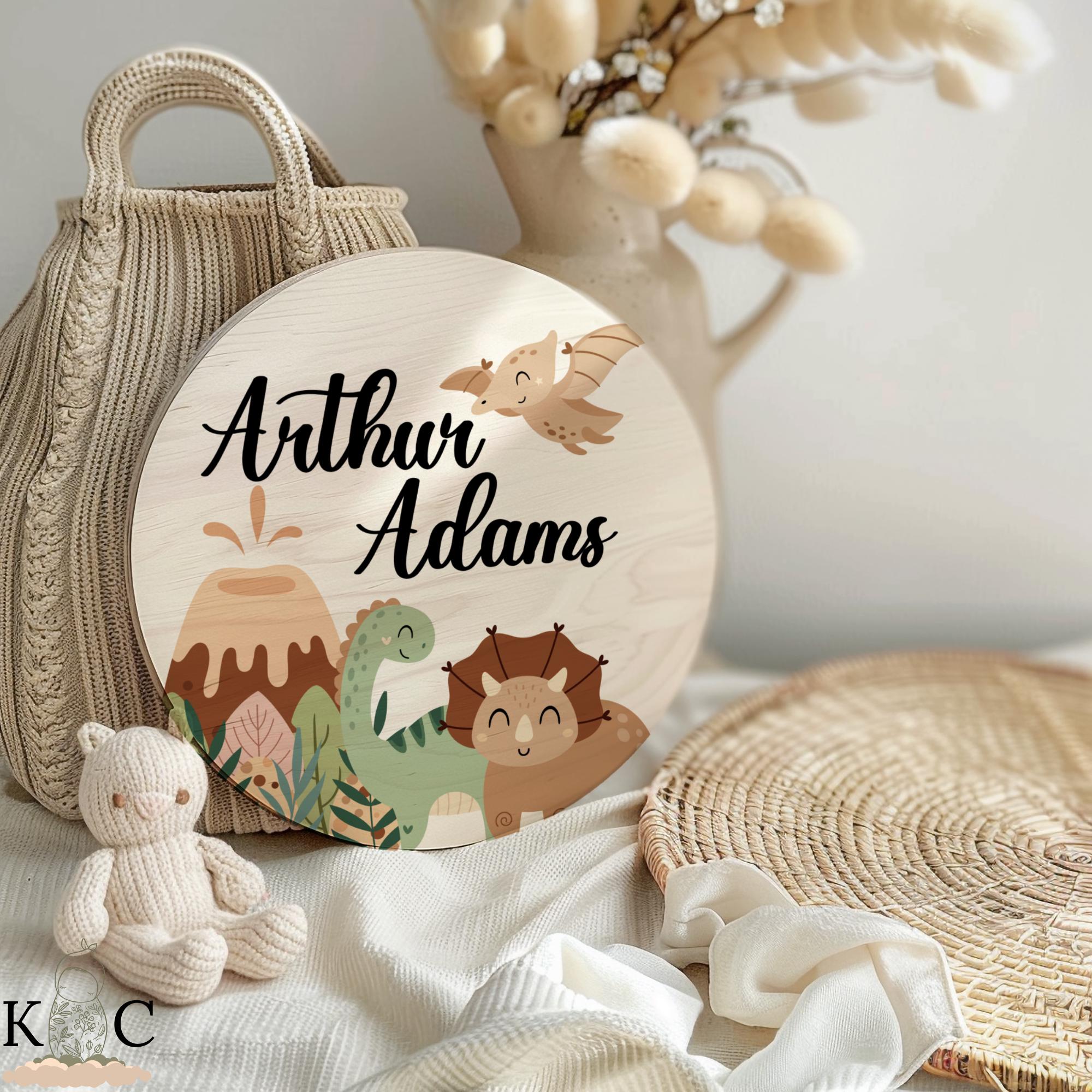 Dinosaur Birth Stat Sign Personalized Birth Announcement Plaque Birth ...