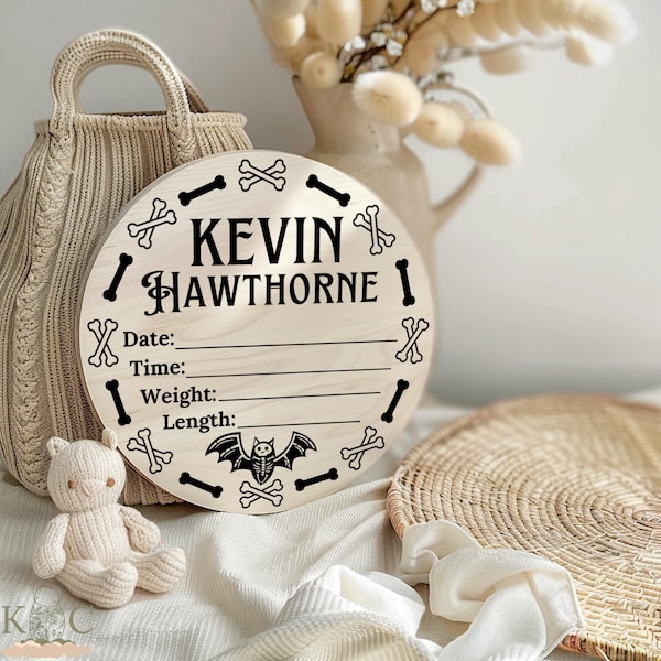 Skeleton Baby Birth Stat Sign, Halloween Newborn Hospital Prop, Personalized Bones Baby Keepsake, October Boy Trick-or-Treat Decor