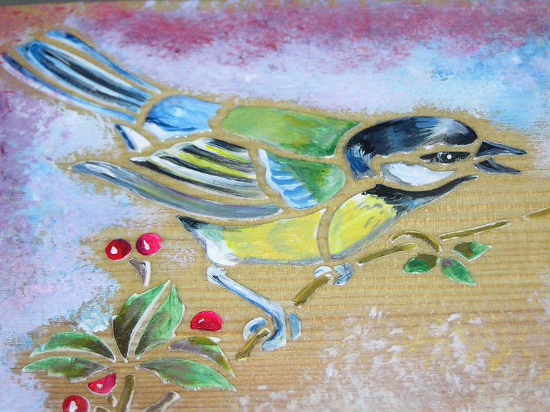 Lovely Bird Personalized Wooden Step Stool For Kids In Custom Colors Handpainted Childrens Foot Stool First Birthday Gift For Playroom