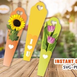Blumenverpackung Vorlage, Blumenpaket Geschenk, Valentinstag Paket Geschenk, SVG DXF PDF, Cricut, Instant Download