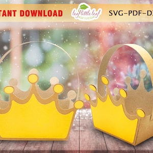 Prinzessin Kronen LeckerliBox Vorlage, Kronen Geschenkbox, Valentinstag Party Geschenk, SVG DXF PDF, Cricut, A4-A3, Direkter Download
