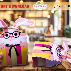 Easter Bunny Treat Box Printable, Easter Favor Box, Bunny Box Template, Easter Box Gift, Favor Bags Easter Decoration, INSTANT DOWNLOAD