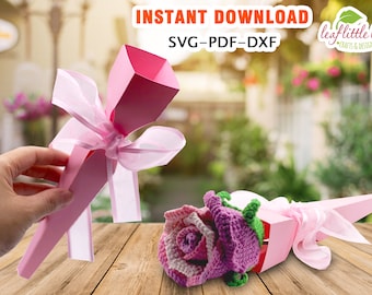 Flower Package Template, Flower Package Gift, Valentine Package Gift, SVG DXF PDF, Cricut, Letter, A4 sheets, Instant Download