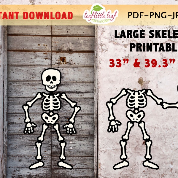 Large Skeleton Printable for Halloween, Skeleton Halloween Decoration, Door Decoration, Halloween Background Skeleton, Instant Download